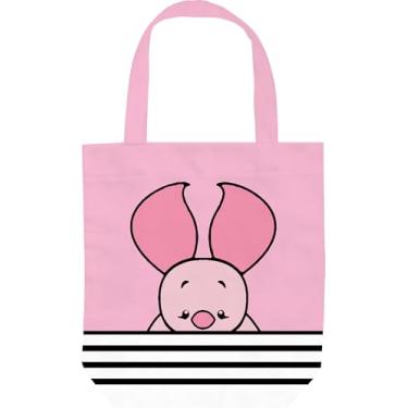 Imagem de CurryFerry Sacola Winnie com estampa animal – Bolsa reutilizável com fofo Pooh, Tigger, Porquinho – Decorações de aniversário, sacolas de presente, Leitão rosa, Large