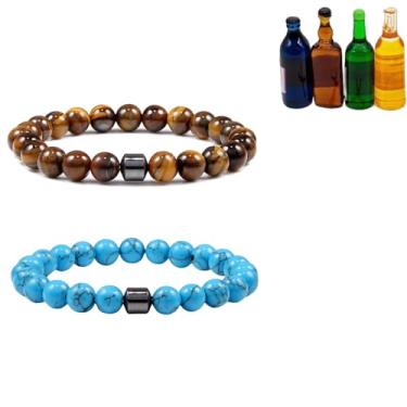 Imagem de BlingNook Pulseira Glame antiálcool para mulheres, pulseiras de sobriedade com contas ajustáveis Hemys Hematita reduzem o desejo de beber, aliviam a ansiedade e o estresse. Joias masculinas, One Size