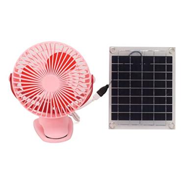 Imagem de 10W Monocristalino Silício Solar ventilador solar sem escova de dupla face de rotação de dupla face solar fã de resfriamento portátil para RV Pet (Rosa)