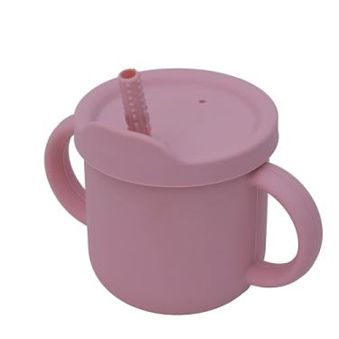 Imagem de Mimo Style Copo Infantil com Canudo, 2 Alças com Tampa, Silicone - Rosa