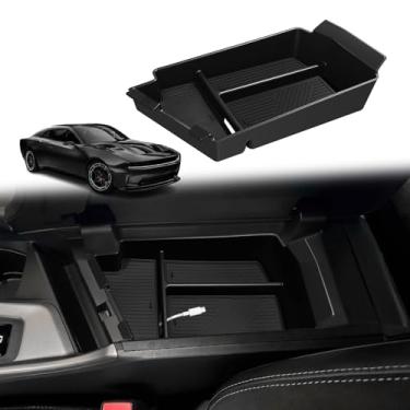 Imagem de BestEvMod Organizador de console central compatível com 2024 2025 Dodge Charger EV Daytona R/T Scat Pack acessórios bandeja de armazenamento divisor de console intermediário fácil de instalar e limpar