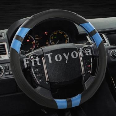 Imagem de Achiou Capa de volante de couro - design esportivo, antiderrapante respirável e confortável para volantes de 36,8 cm a 38 cm