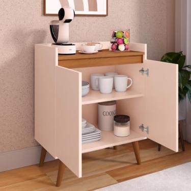 Imagem de Armário Aparador Cantinho Do Café Buffet 2 Portas Com Prateleira (Off White/Freijó)