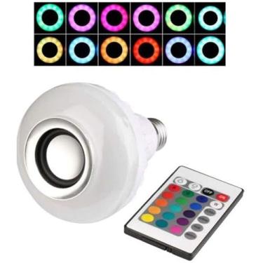 Imagem de Lâmpada Bluetooth RGB com Caixa de Som Controle Remoto + Música Ambiente Colorida – Iluminação Inteligente e Festa em Casa