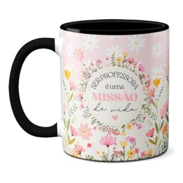 Imagem de Caneca Ser Professora Missão De Vida Flores Ao Ensinar (Preta)