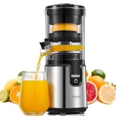 Imagem de Espremedor de frutas cítricas elétrico, espremedor de limão Reemix com corpo de aço inoxidável escovado, espremedor de laranja totalmente automático com um clique, preto + prata