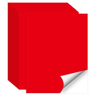 Imagem de Papel adesivo imprimível, 20 folhas de papel adesivo impresso vermelho, impressão a laser/jato de tinta - vermelho fosco, tamanho carta (21,6 cm x 28 cm)