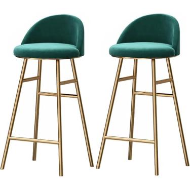 Imagem de Banquetas De Barra Da Altura 26/30 De Balcão Com Parte Traseira E Assento Para Pés Banquetas De Barra Estofadas Veludo Modernas Cadeiras De Barra Tamboretes Da Cozinha, Green2ps, 65cm/25.6in