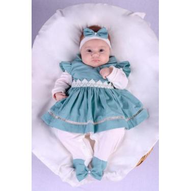 Imagem de Saída de Maternidade Menina Alice 04 peças - Maribaby Enxovais, Verde