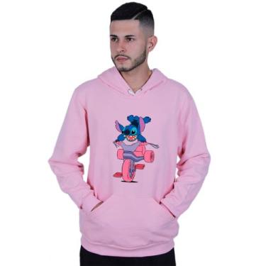 Imagem de Moletom Unissex Canguru Lilo Stitch Motoca - Lafre, Rosa claro, G