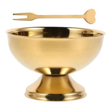 Imagem de MAGICLULU de Sobremesa de Aço Inoxidável, Tigela Dourada para Sorvete, Pedestal de 4,01 Polegadas para Bolo de Iogurte, Salada, Prato de Servir Frutas para Uso Doméstico