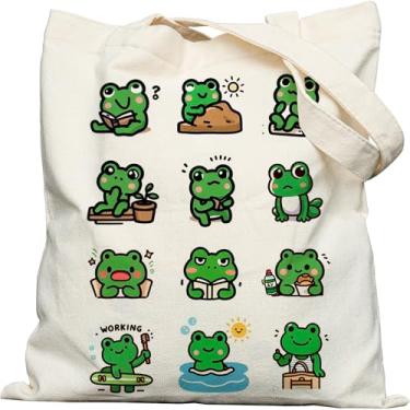 Imagem de Dyale Sacola feminina de lona, estampa dupla face, com alças largas nos ombros, fecho de pressão e bolso interno para viagem, compras, trabalho, viagens