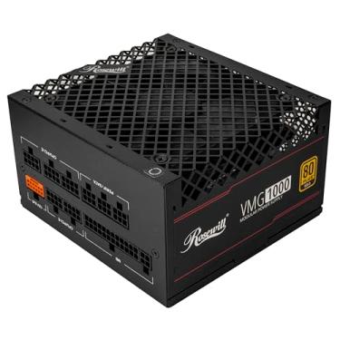 Imagem de Rosewill VMG 1000W 80+ Gold, compatível com ATX 3.0 e 3.1, fonte de alimentação de baixo ruído modular, conector PCIe 5.1 12V-2x6, capacitor 100% japonês, ventilador silencioso FDB de 120 mm