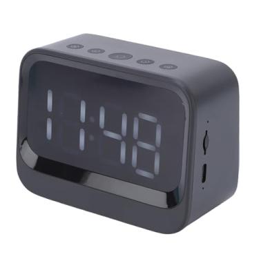 Imagem de Serounder Alarmes Digitais Pequenos Com Alto -falante BT, Relógio Digital Sem Fio Com Exibição de LED Suporta Dual Alarm Tipo C Recarregável 1200mAh MP3 Player para Quarto (Preto)