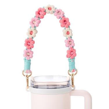 Imagem de Bluwing Alça de alça de garrafa de água para Stanley Cup, Owala, alça para e a maioria das garrafas de água de 340 a 1,134 g (margarida colorida 11)