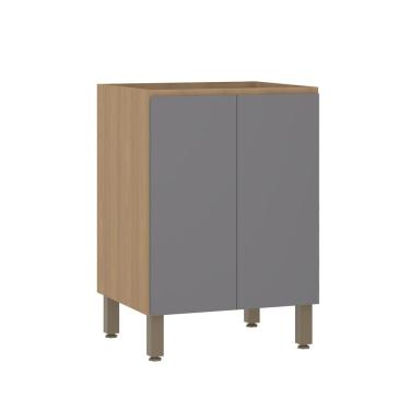 Imagem de Balcão De Cozinha 60cm 2 Portas Sem Tampo Slim Luciane Móvei Freijó/cinza Puro