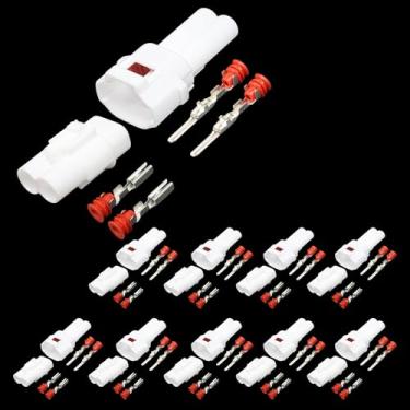 Imagem de 10 conjuntos de conectores de 2 pinos compatíveis com Sumitomo MT090, kit de conjunto de plugue de fio elétrico de farol de neblina fêmea macho à prova d'água para motocicleta automotiva, substitui