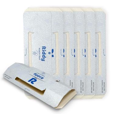 Imagem de Riddy Armadilhas para baratas, armadilha de base aderente não tóxica para baratas alemãs, americanas e orientais, estação de cola dobrável de baixo perfil para cozinhas industriais e uso residencial