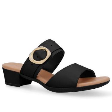 Imagem de Tamanco usaflex salto bloco couro fivela ref ud12001 feminino, 38, Pre