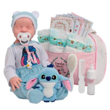 Imagem de Boneca Reborn Bebê Realista Menina Fofinha Com Bolsa Itens - Cegonha R