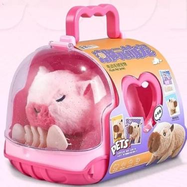 Imagem de Brinquedo Capivara de Pelúcia Interativa com Sons e Movimentos Recarregável | Capivara Elétrica De Pelúcia (Rosa)