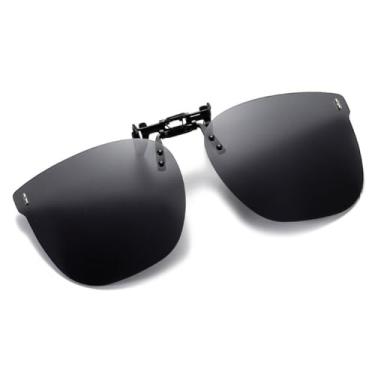 Imagem de Óculos de sol clip-on que cobrem seus óculos, proteção UV ultraleve e óculos de sol dobráveis para fácil proteção solar, preto, 136 mm