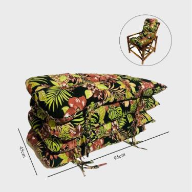 Imagem de 04 Almofadas Estampada P/ Poltronas Sofá Bambu Vime - Compree, Preto F