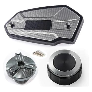 Imagem de Tampas de fluido de freio dianteiro e traseiro da motocicleta e acessórios de proteção da tampa de enchimento de óleo compatíveis com Z 900 Z900 2017-2022 2023 2024 (conjunto de titânio)