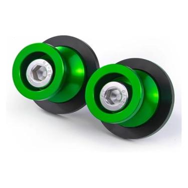 Imagem de BYYINGSUS Compatível com Ninja ZX6R ZX636 250SL 250 300 400 650 1000SX Carretéis de braço oscilante de motocicleta suportes traseiros acessórios deslizantes de parafuso (8 mm, dois verdes)