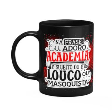 Imagem de JPS INFO, Caneca Fitness Academia - Na frase eu adoro academia - Preta