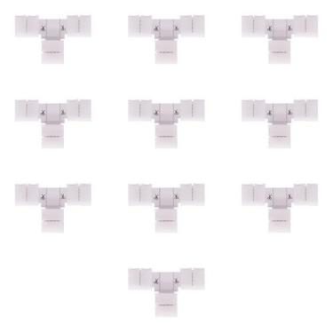 Imagem de 10 Conector T Fita Led Emenda Rápida 10mm 4 Vias Rgb 5050