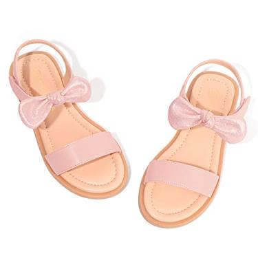 Imagem de PANDANINJIA Gina Sandálias femininas abertas de verão sandálias sapatos sapatos para bebês/crianças pequenas/crianças grandes, Ella Pink Pu, 8 Toddler