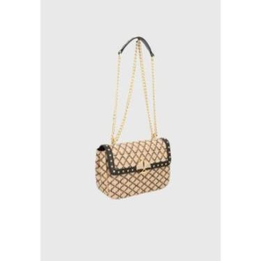 Imagem de Bolsa Média Couro e Palha Caramelo Luiza Barcelos-Feminino