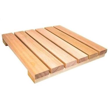 Imagem de 2 Deck de Madeira Pinus Modular 30x30 cm Plantas Vasos Piso Decoração 