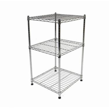 Imagem de Prateleira De Aço Cromado Com 3 Andares Organizadora Ajustável 48x48x8