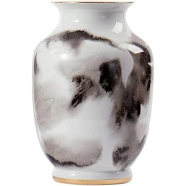 Imagem de LIFOND Vaso de flores, vaso de flores, vaso de cerâmica feito à mão, pintura com tinta criativa, artigos de flores decorativos, presente de ornamentos de cerâmica chinesa, para amigos, vasos de flores