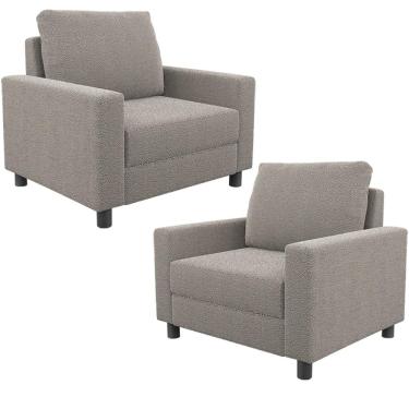 Imagem de Kit 02 Poltronas Decorativa Para Sala De Estar E Recepção Malta L02 Bouclê Bege - Lyam Decor