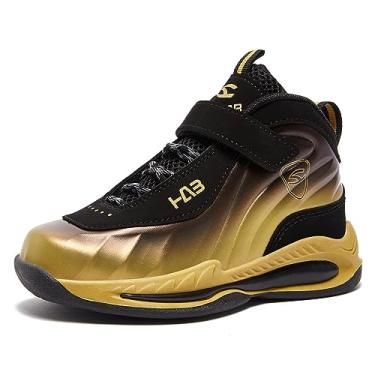 Imagem de LackBlue Tênis Para Meninos E Meninas, Tênis De Basquete Infantil Antiderrapante, Tênis Esportivos Para Corrida Para Meninos E Meninas, Preto, Marrom, Tamanho 2,5 (1 Par)