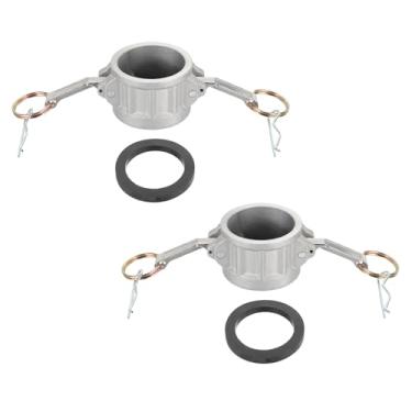 Imagem de PATIKIL Encaixe de came e ranhura de alumínio de 3,8 cm, 2 peças de plugue de poeira DC, adaptador macho fêmea NPT rosca de bloqueio de came, acoplamento de desconexão rápida, adaptador de mangueira