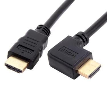 Imagem de Cabo HDMI 1.4 macho para HDMI macho para HDMI macho para HDMI macho com ângulo de 90 graus para cima ou para baixo ou para esquerda ou para direita suporta 3D e Ethernet 50 cm, Left Angled