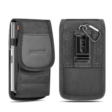 Imagem de AMZER Bolsa vertical para celular com coldre de nylon compatível com iPhone SE, iPhone 14/13/12 Mini, Samsung Galaxy S23, Pixel, Motorola e muitos outros telefones de 4,7 a 6,9 polegadas, preta