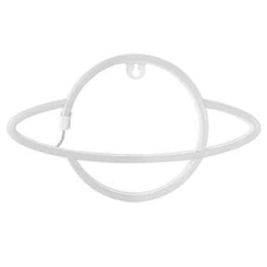 Imagem de FTVOGUE Lâmpada LED Em Forma de Planeta Iluminação Ambiental Alimentada por Bateria para Decoração de Festa de Barra de Neon Mole de Neon 11.8x7.1in Com 180cm de Cabo (luz quente azul)