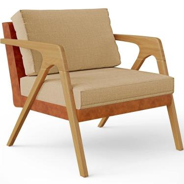 Imagem de Poltrona Para Sala De Estar Pietra Camel Linho Bege Escuro