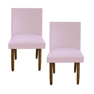 Imagem de Kit 02 Cadeiras Para Sala De Jantar Tóquio Pés Palito Suede Rosa Bebê D'classe Decor