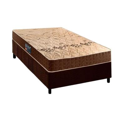 Imagem de Conjunto Box Solteiro: Colchão Espuma Anjos D28 Confort Double Face + Base Crc Suede Brown(88x188)
