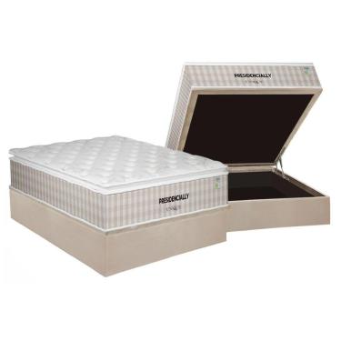 Imagem de Conjunto Box Baú Casal: Colchão Molas Plumatex Ensacadas Presidencially Selado + Base Crc Suede Clean (138x188)