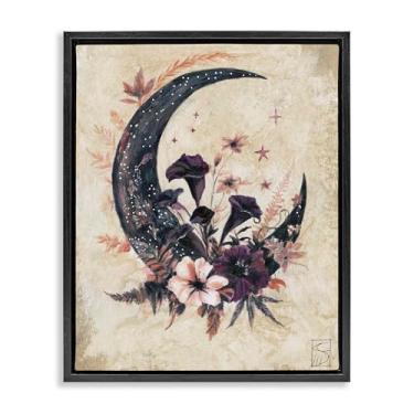 Imagem de Stupell Industries Arte de parede em tela flutuante vintage com moldura dourada e lua, design de Sara Culpepper, 53 x 43 cm