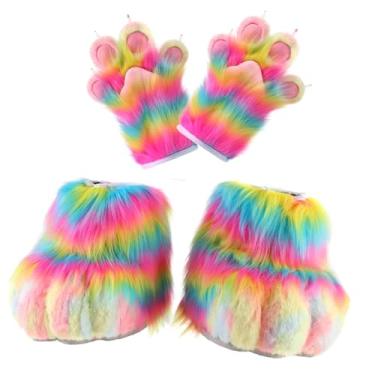 Imagem de YIJU Luvas de cosplay com garras e sapatos de pata, acessórios fofos para fotos de baile de máscaras de aniversário