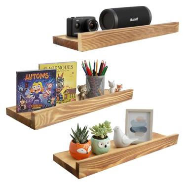 Imagem de Conjunto de prateleiras e suportes de madeira para quadro de estacas – pacote com 3 prateleiras de 1/10.2 cm para quadro de pinos de 35,5 cm x 10,2 cm com aba – exibição estética e prateleira de