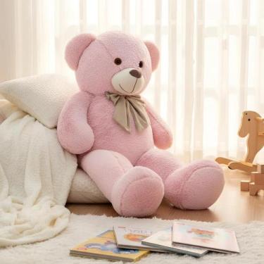 Imagem de Urso Pelúcia Teddy Médio Anti Alérgico Tamanho Ideal Laço Removível - 